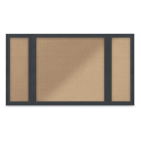 United Visual Products Indoor Enclosed Combo Board, 48"x36", Gold Frame/Blue & Buff UVCB4836G-BLUE-BUFF